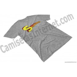 Camiseta Superpapá chico color gris perspectiva