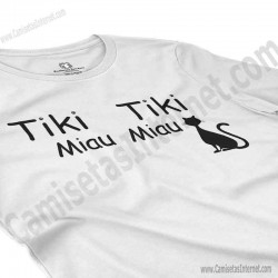 Camiseta Tiki Tiki Miau Miau Chica color blanco perspectiva cerca