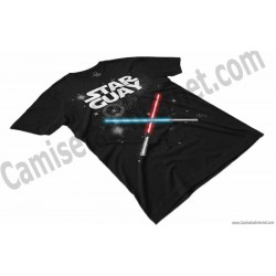 Camiseta Star Guay y sus espadas de luz Chico color negro perspectiva