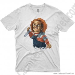 Camiseta Chucky con cuchillo Chico color blanco