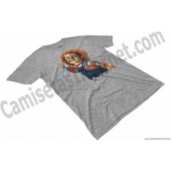 Camiseta Chucky con cuchillo Chico color gris Jaspeado perspectiva