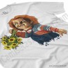 Camiseta Chucky con flores Chico color blanco perspectiva cerca