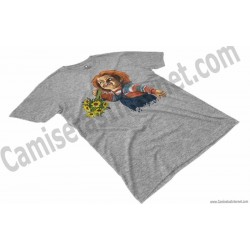 Camiseta Chucky con flores Chico color gris Jaspeado perspectiva