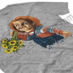 Camiseta Chucky con flores Chico color gris Jaspeado perspectiva cerca