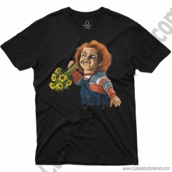 Camiseta Chucky con flores Chico color negro
