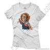 Camiseta Chucky con cuchillo Chica color blanco