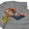 Camiseta Chucky con flores Chica color gris Jaspeado perspectiva cerca