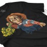 Camiseta Chucky con flores Chica color negro perspectiva cerca