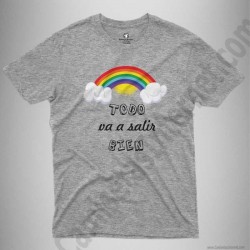 Camiseta Arcoíris con frase TODO va a salir BIEN Chico color gris jaspeado