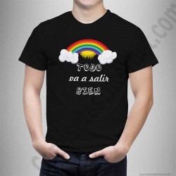 Camiseta modelo Arcoíris con frase TODO va a salir BIEN Chico color negro