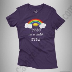 Camiseta Arcoíris con frase TODO va a salir BIEN Chica color violeta
