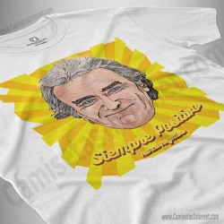 Camiseta Fernando Simón con frase Siempre Positivo Chico color blanco perspectiva cerca