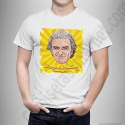 Camiseta modelo Fernando Simón con frase Siempre Positivo Chico color blanco